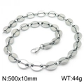 Silver stainless steel pig nose chain necklace with lobster clasp 500x10mm 44g - Style A Steel Color Necklace 50cm (KN228721-Z)