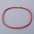 Bracelet tressé en cuir rouge minimaliste avec fermoir magnétique doré pour homme et femme - Style B-3.5mm Cordon Rouge-Fermoir Or-Collier