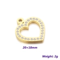 Golden stainless steel hollow heart pendant with clear rhinestones 20x18mm - Gold Pave Rhinestone Heart (KLJ4991-Z)