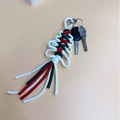 Portachiavi artigianale in paracord intrecciato rosso bianco e verde regalo di Natale - Bianco