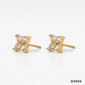 Gouden klaver oorknopjes met zirkonia steentjes en minimalistisch ontwerp - Gouden klavertje vier oorbellen (D3026)