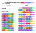 Detailed view of colorful rabbit ear silicone pop fidget bracelet with size specifications - 23rd Gen Bunny Bracelet
