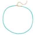 Bohemian daisy bead necklace in turquoise and gold finish with adjustable chain - Grass Green Bead Necklace