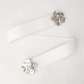 Ceinture élastique blanche pour femme avec boucle florale en métal argenté - Blanc