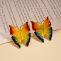 Orecchini a farfalla in smalto colorato con bordo dorato e sfumature vivaci su libro - Orecchini a bottone a farfalla (HE22110-1) / Giallo