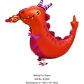Standing fire dragon foil balloon in red and purple for kids birthday party decor - Walking Fire Dragon / 78*102cm