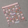 Stickers à ongles 3D dragon dessert avec motifs de dragons mignons et de donuts roses - Style en Relief Longli Baby (TS-3518)