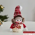Poupée bonhomme de neige en peluche avec cache-oreilles et bonnet rouge de Noël - 17*30CM / Bonhomme de Neige Petit Avec Cache-oreilles Rouge