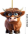 Vache des Highlands brune portant des lunettes (Style Six)