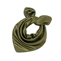 Detail showing smooth olive green satin fabric with an elegant glossy finish and soft texture - Army Green