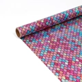 Roll of holographic laser mermaid fish scale wrapping paper in pink and blue gradients - Shimmering Glimmer