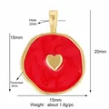 Ciondolo retrò in rame con smalto rosso e ciondolo a cuore dorato, 15mm per 20mm - Cuore / Rosa Rosso