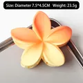 Summer plumeria hair claw clip in yellow-orange gradient with 7.5cm matte finish - Orange
