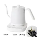 White gooseneck electric kettle with temperature control and UK plug for pour-over coffee - Type A White Classic Handle UK Plug 220V