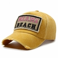 Vintage mustard yellow baseball cap with distressed Miami Beach patch embroidery - Adjustable / Yellow
