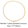 Golden hip hop curb chain necklace with zircon infinity buckle, 17.7 inches length - Curb Chain C (No Pendant)
