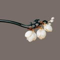 Elegante fermaglio per capelli in legno di magnolia con petali bianchi e perle cinesi - Bastone di legno fiore di magnolia