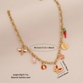 Collana in acciaio inossidabile dorato con ciondoli ape, farfalla e coccinella - Stile Farfalla 2# (Multi-Ciondolo)
