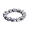 Faceted beaded bracelet in bohemian grey-blue and brown natural gemstone textures - Multicolor Mixed Texture Faceted Gemstone Style (KB99073-Z)