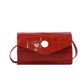 Mini rode crossbodytas voor kinderen met krokodillentextuur en een witte ronde knopsluiting - Rood