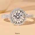 Elegant halo ring featuring a round brilliant-cut stone with pave-set diamond band - [one Carat] Precision Ljz-223 / Adjustable Open
