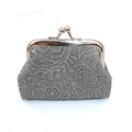 Mini monedero de PU encaje gris con cierre de beso de metal vintage para niños - Tamaño Mini / Gris Espacial