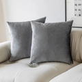 Set of two soft grey velvet square pillow covers displayed on a white sofa - 30*50cm (No Insert) / Iron Grey