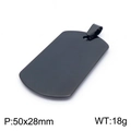 Sleek black rectangular stainless steel dog tag pendant, 50x28mm size for men's fashion - Large (Pendant Only) / Black