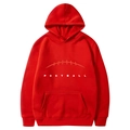 Roter American Football Kapuzenpullover mit weißem Textaufdruck und Kängurutasche - S / Oberteil (Stil 10) / Rot