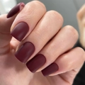 Deep burgundy matte square press-on nails set with luxury frosted finish for women - Matte Burgundy Style (JP3199) - Glue Type