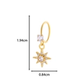 Golden star pendant ring with clear zircon crystals measuring 1.94cm in height - 24# Golden