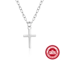 Minimalist S925 sterling silver cross pendant necklace with polished finish for women - 925 Silver / White Gold