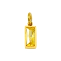 Golden stainless steel birthstone charm with yellow rectangular zircon gemstone - November Gold (Yellow Zirconia)