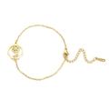 Bracciale fiore di nascita in acciaio dorato con pendente floreale traforato tondo - Cosmea / Argento