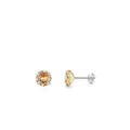 Eleganti orecchini a lobo in argento 925 con zirconi cubici rotondi color champagne - Stile Tondo Champagne da 5mm (E1139-JIN5) / 5mm