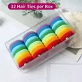 32-piece set of colorful high-elastic seamless hair ties in a clear acrylic storage box - 32 Pcs Macaron 8-Color Mix