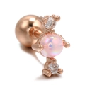 Rose gold heart candy style stud earring with pink opal and zircon crystal stones - Opal Style / Rose Gold