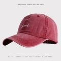 Casquette de baseball bordeaux vintage en coton délavé avec broderie blanche Yours - Réglable / Bordeaux (Yours)
