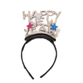 Detail of Happy New Year headband featuring golden glitter letters and colorful stars - Style 3-Gold Letters Colorful Stars