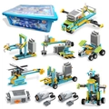 Educational STEM programming robot building block set with motors and blue storage box - BC-318 Variety Robot Programming Set (Dual Motors)