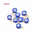 8mm blue evil eye charm with gold plating for DIY jewelry and necklace making - 8mm / Sapphire Blue