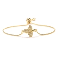 Bracelet abeille doré élégant avec zircons blancs et chaîne à curseur réglable - Abeille en Zircon / Doré