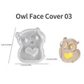Halloween owl silicone mold with dimensions showing lamp cover and heart cutout - Owl Face Cover #03