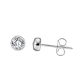 Classic S925 sterling silver stud earrings with sparkling round white zircon stones - Silver 3mm Solitaire Style (APE33-P-3mm)