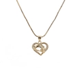 Golden heart necklace with handshake design and zircon moon pendant for mothers - Heart Hand Holding-0209