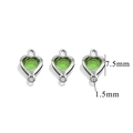 Green crystal heart charms with silver stainless steel frames for DIY jewelry making - 2-Hole-Green / Steel