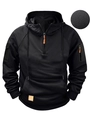 Sweat à capuche noir pour homme avec demi-zip orange et tissu texturé haute densité - S / Noir