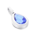 Zilveren titanium stalen ketting met een blauwe waterdruppel-vormige edelsteen hanger - Zilveren Koningsblauwe Waterdruppel (KP100786-K)
