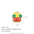 18K gold plated stainless steel gift box pendant with enamel details and dimensions - Christmas Gift Box