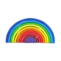 Colorful 12-piece wooden rainbow stacker nesting blocks for early learning - 12pcs Set / Large Pine Rainbow (Sunset)